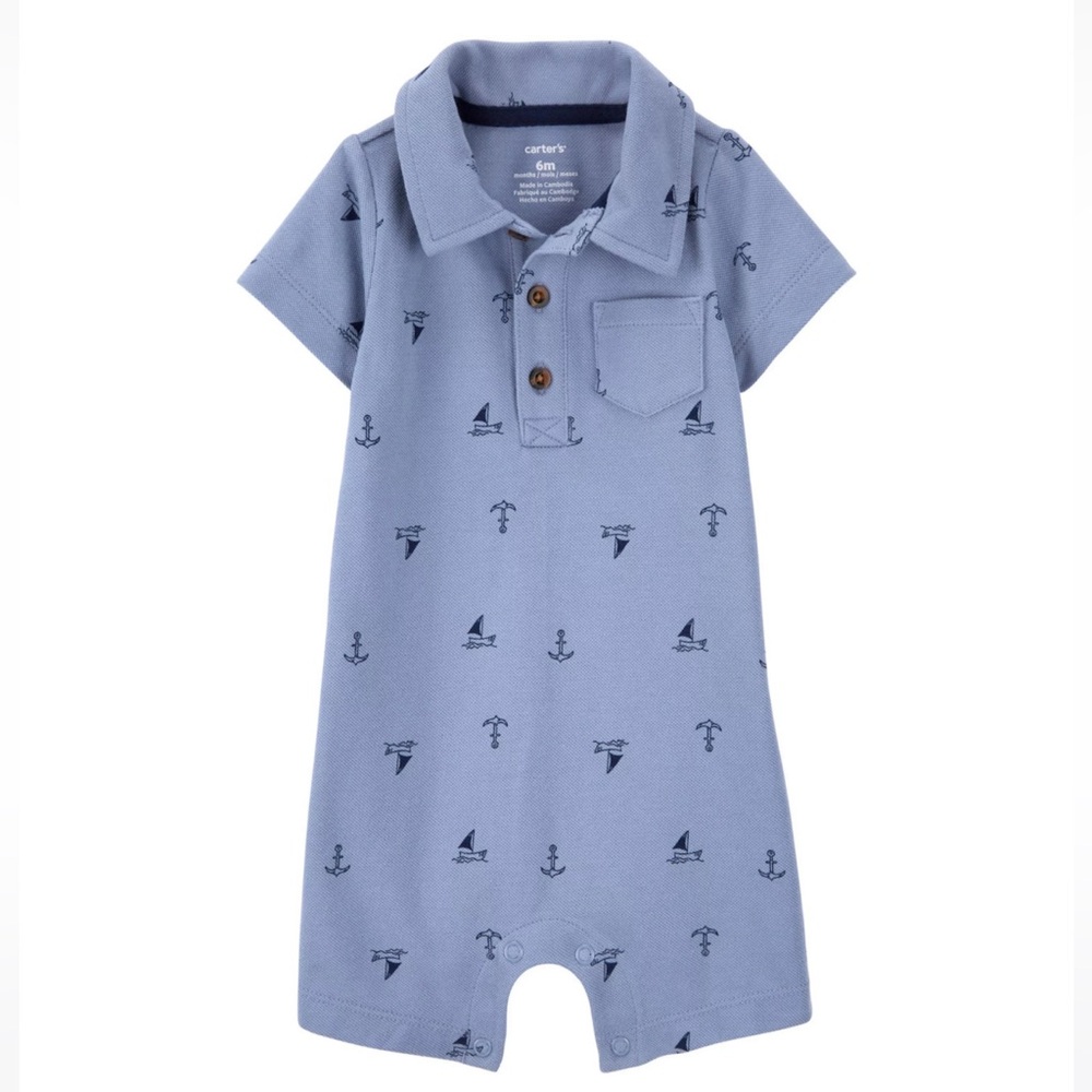 Carter's Nautical Blue Polo Romper